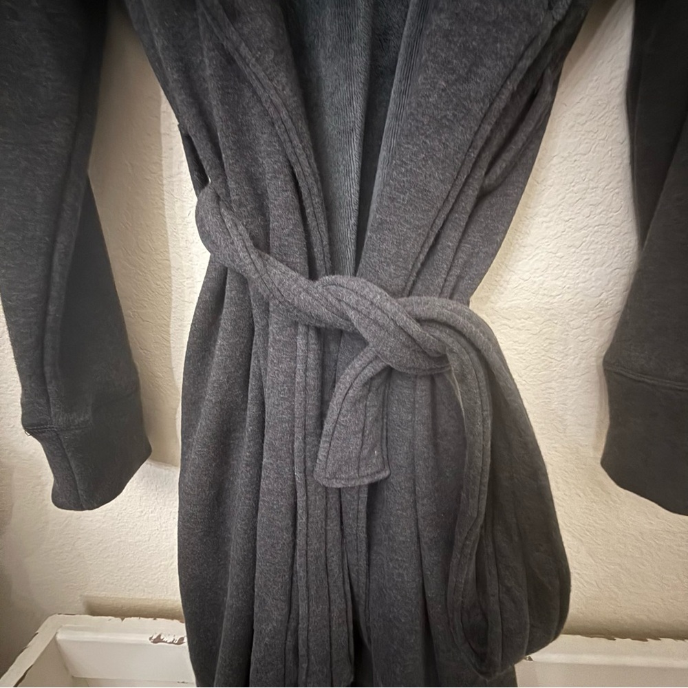 UGG Brunswick Fleece Robe Mens Large Charcoal Shawl Collar Belted Soft Lounge - Picture 4 of 9